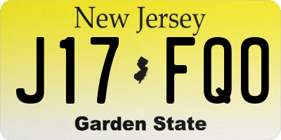 NJ license plate J17FQO