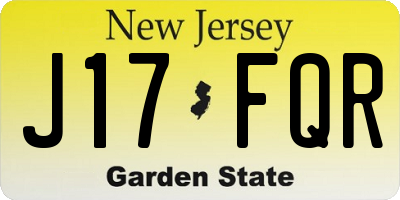 NJ license plate J17FQR