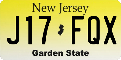 NJ license plate J17FQX