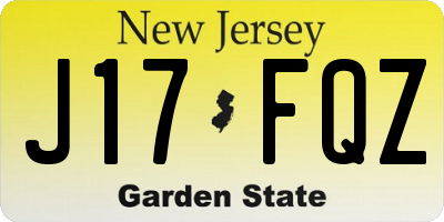 NJ license plate J17FQZ