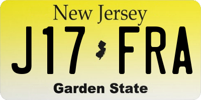 NJ license plate J17FRA