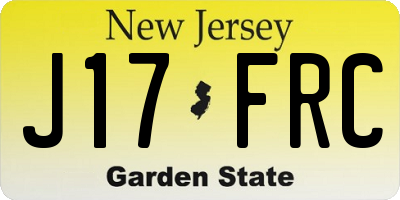 NJ license plate J17FRC