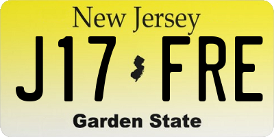 NJ license plate J17FRE
