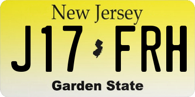 NJ license plate J17FRH