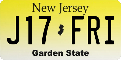 NJ license plate J17FRI