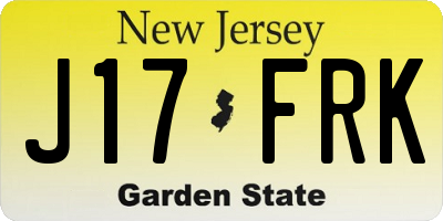 NJ license plate J17FRK