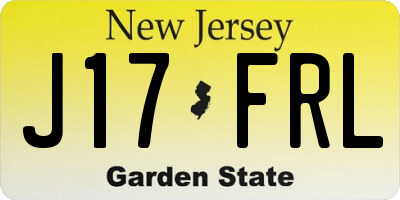 NJ license plate J17FRL