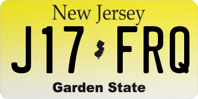 NJ license plate J17FRQ