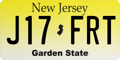 NJ license plate J17FRT