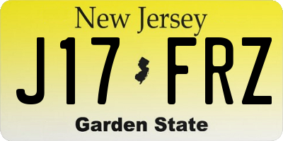 NJ license plate J17FRZ
