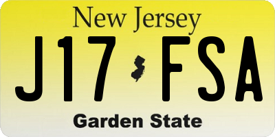 NJ license plate J17FSA