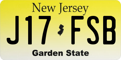 NJ license plate J17FSB