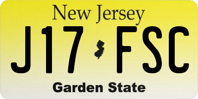 NJ license plate J17FSC