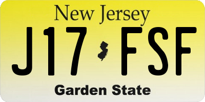 NJ license plate J17FSF