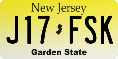 NJ license plate J17FSK