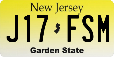 NJ license plate J17FSM
