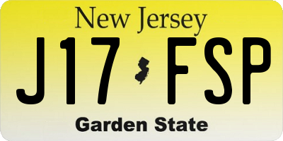 NJ license plate J17FSP