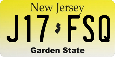 NJ license plate J17FSQ