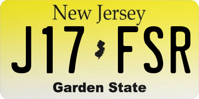 NJ license plate J17FSR
