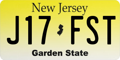 NJ license plate J17FST