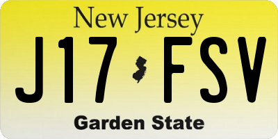 NJ license plate J17FSV