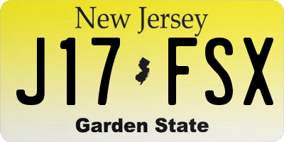 NJ license plate J17FSX