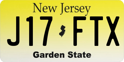 NJ license plate J17FTX