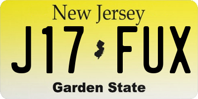 NJ license plate J17FUX
