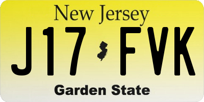 NJ license plate J17FVK