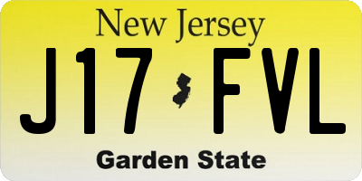 NJ license plate J17FVL