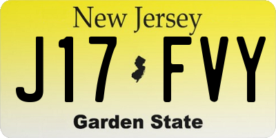 NJ license plate J17FVY