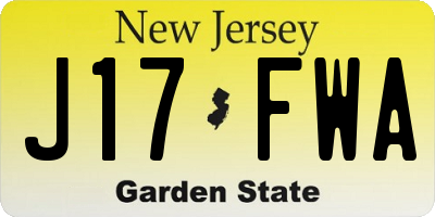 NJ license plate J17FWA