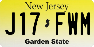 NJ license plate J17FWM
