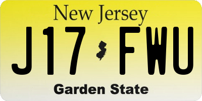 NJ license plate J17FWU