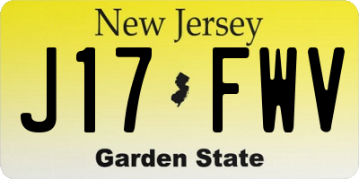 NJ license plate J17FWV