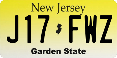 NJ license plate J17FWZ