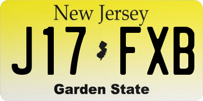 NJ license plate J17FXB