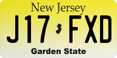 NJ license plate J17FXD