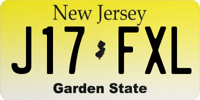 NJ license plate J17FXL