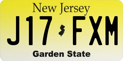 NJ license plate J17FXM