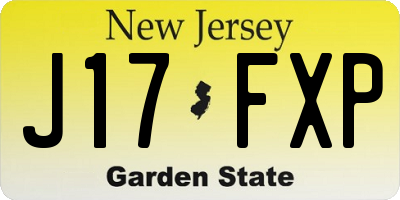 NJ license plate J17FXP