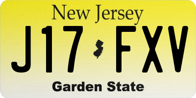 NJ license plate J17FXV