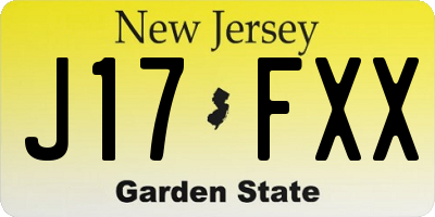 NJ license plate J17FXX