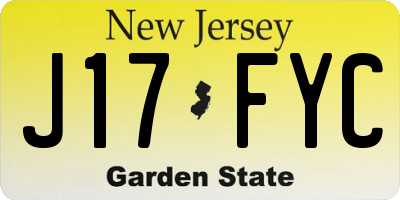 NJ license plate J17FYC