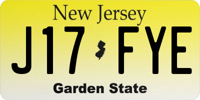 NJ license plate J17FYE
