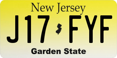 NJ license plate J17FYF