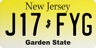 NJ license plate J17FYG