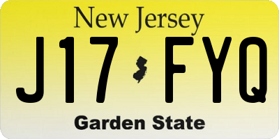 NJ license plate J17FYQ