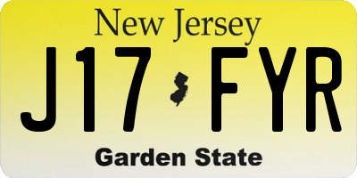 NJ license plate J17FYR