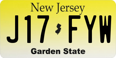 NJ license plate J17FYW